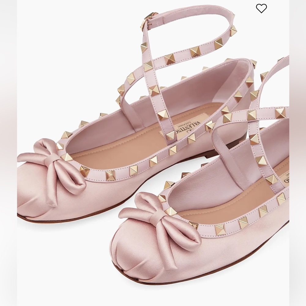 Valentino Lilac Studded Ankle Strap Flats